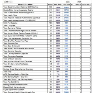 Tiens product price in 2026